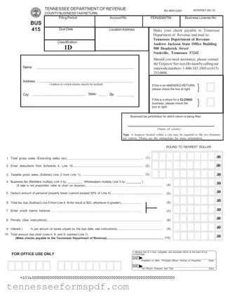 Fill Out Your Tennessee Bus 415 Form