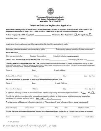 Fill Out Your Tennessee Ps 0376 Form