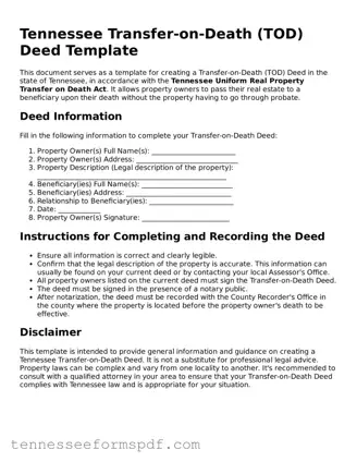 Fillable Tennessee Transfer-on-Death Deed Document