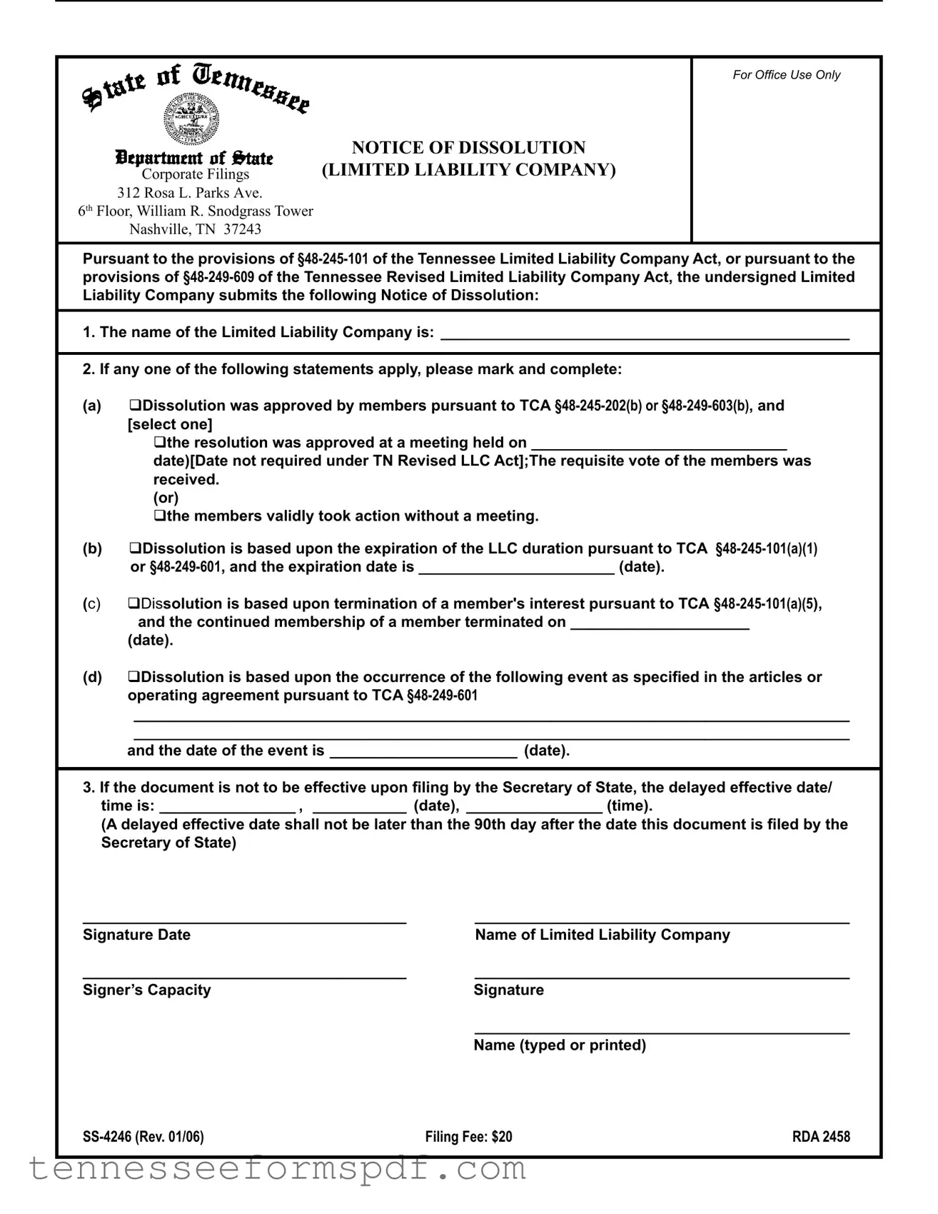 Fill Out Your Ss 4246 Tennessee Form