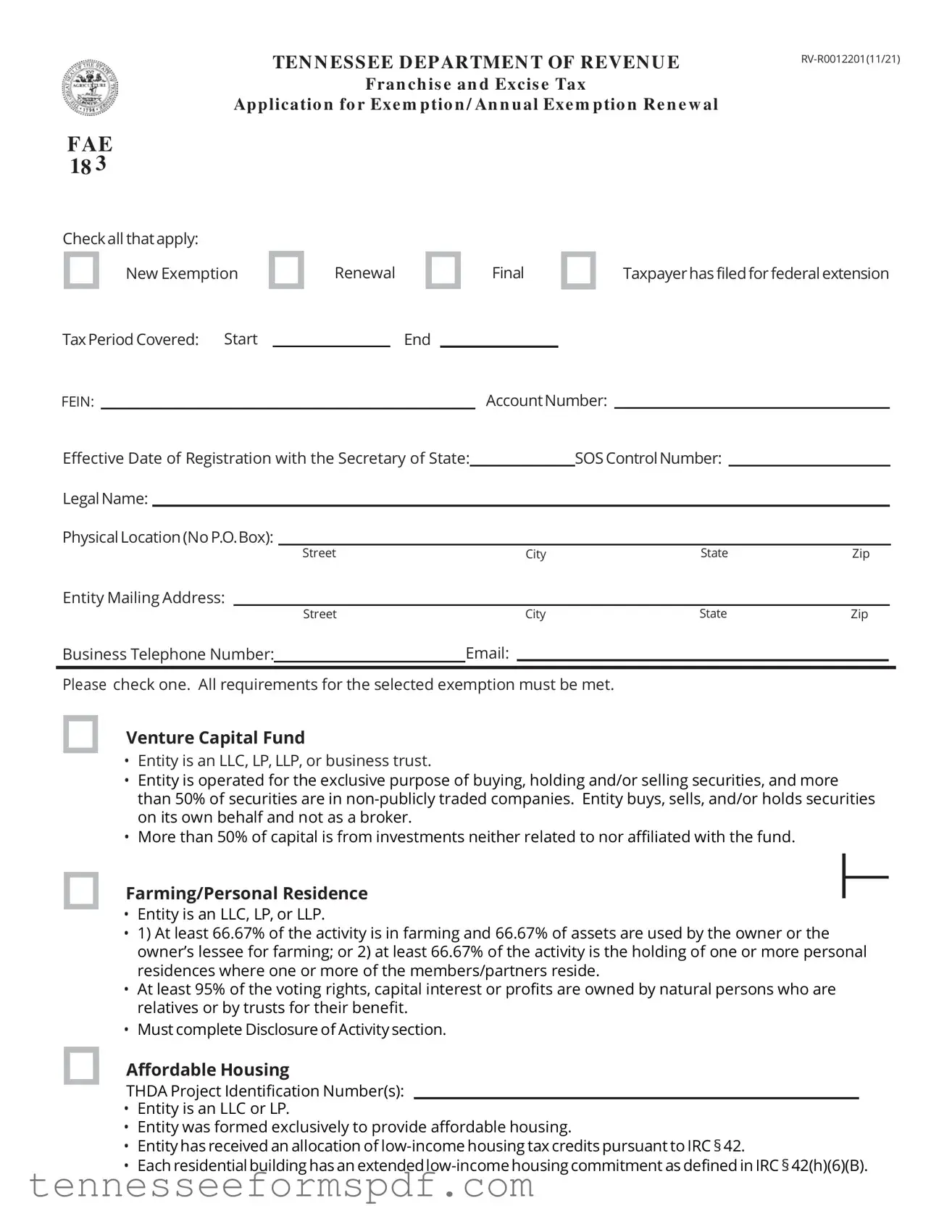 Fill Out Your Tennessee 183 Form