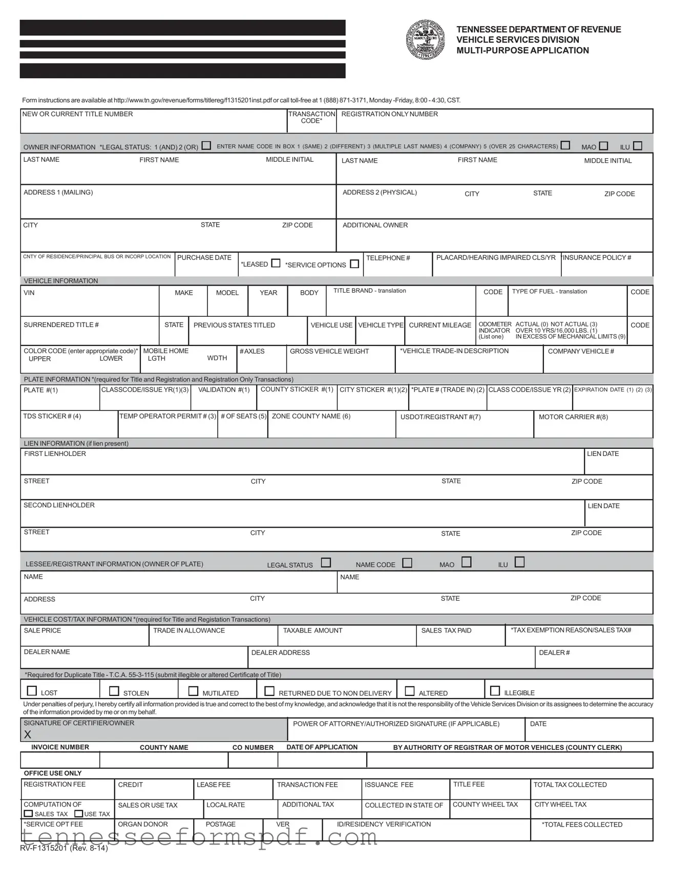 Fill Out Your Tennessee Application Form