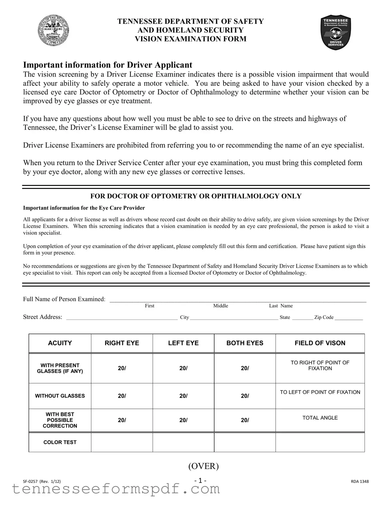 Fill Out Your Tennessee Drivers License Form