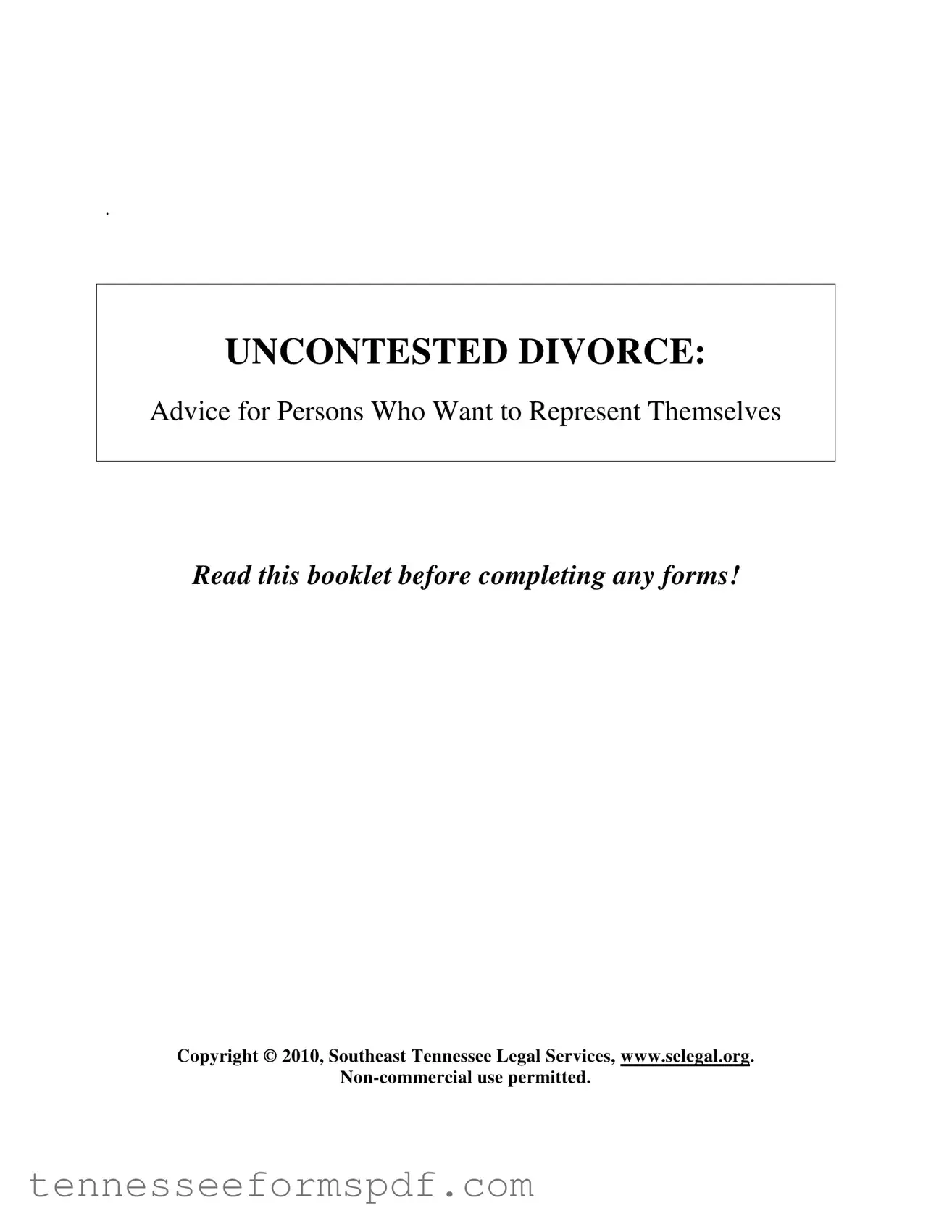 Fill Out Your Tennessee Uncontested Divorce Form